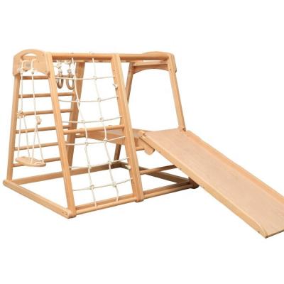 China Indoor folding foldable wood triangle wooden toddler slide and climbers toy ladder for sale