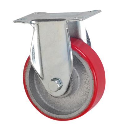 China 4 Inch Swivel Caster Industry Medium Duty Red PU Plate WeiHang Caster With Iron Core Caster Wheels for sale