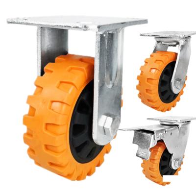 China Weihang 6inch 150mm Flat Free Casters Hummer Heavy Duty Rigid PU Fixed Caster Wheel for sale