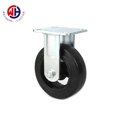 China WeiHang Free Flat 4 Inch Heavy Duty Rigid Casters Black Rubber Heavy Duty Roller Wheels for sale