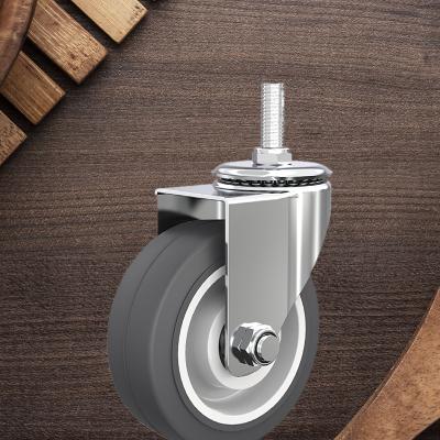 China Weihang Gray tpr 3 Inch Stainless Stem Casters Mute Casters Bearing Wheel Caster for sale