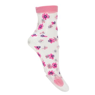 China Factory New Arrival Breathable Rose Flower Design Women Cute Thin Transparent Socks for sale