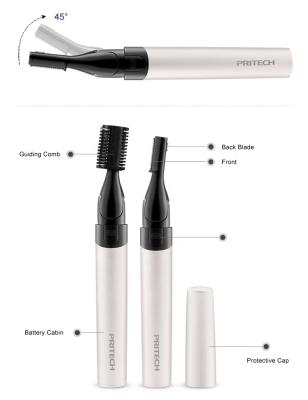 China PRITECH Stainless Steel Customized Dual Blade Design Portable Lady Electric Eyebrow Trimmer for sale