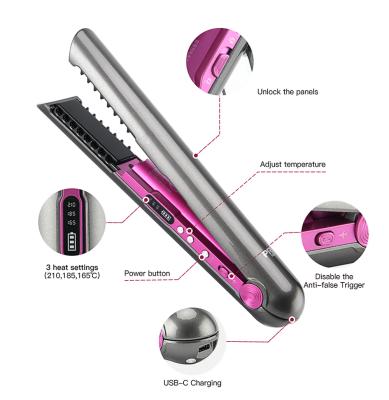 China Private Label Ceramic Flat Cordless USB Cordless Mini Rechargeable Car Iron Hair Straightener PRITECH for sale