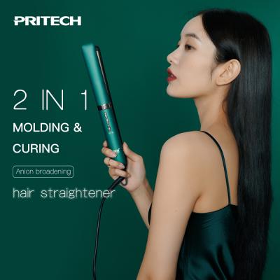 China 360 Swivel Cord PRITECH 9 Temperature Control LED Display Tourmaline Ceramic Titanium Flat Iron Professional Flat Iron Hair Straightener for sale