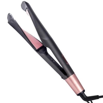 China 360 Swivel Clip PRITECH PTC Heating 2 in 1 Hair Straightener Rotary Switch LCD Display Hair Straightener for sale