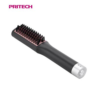 China PRITECH USB Rechargeable Micro Car Travel Hair Straightener Comb Portable Cordless Brush for sale