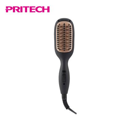 China Quick Straightening PRITECH Customized Size Ceramic Coating Travel Mini Hair Straightener Brush for sale