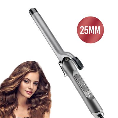 China PRITECH LCD Digital Display Curling Iron Three Tubes Ceramic Coated Professional Wavy Hair Curler for sale