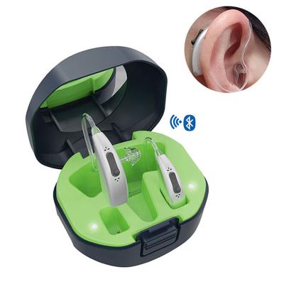 China Rechargeable Digital APP Bluetooth Controlled Hearing Aid with Noise Cancellation and Backup Power Charging Case for sale