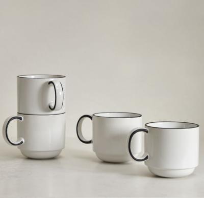 China Sustainable Fast Shipping Oem&Odm Acceptable Ciq Glazed White Ceramic Porcelain Mugs Enamel Cup for sale