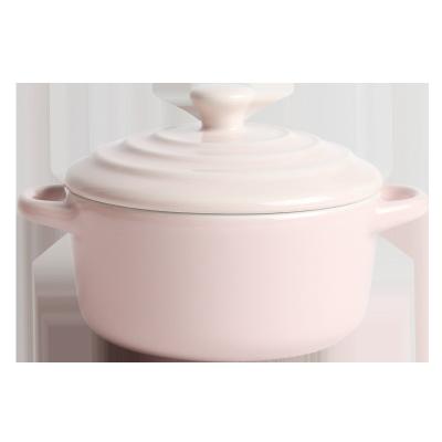 China Round Mini Casserole Stocked With Lid Color Gaze Heat Resistant Ceramic Casserole for sale