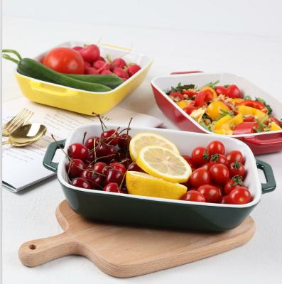 China Wholesale Stocked Rectangle Making Pan Color Glaze Pans Set Bake Non Stick Other Bakeware Ceramic Molds for sale