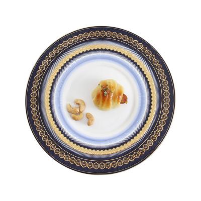 China Sustainable Luxury Gold Rim Chocolate Ceramic Porcelain Dinner Plates Dinnerware Sets for sale