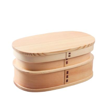 China Freshness Preservation Eco-Friendly China Supply Japanese Wooden Bento Lunch Box 2 Layers With Dividers for sale