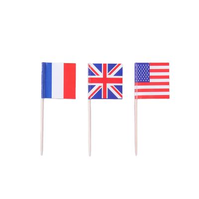 China Various Disposable Wooden Cocktail Tooth Picks Flag For Party Food Decoration for sale