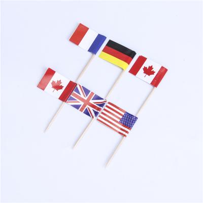 China Disposable High Quality Customized Printing Wooden Toothpick Flag For Food Decoration for sale