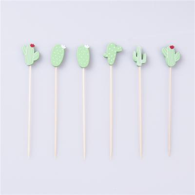 China Cactus Disposable Decorative Design Picks Disposable Bamboo Decorative Toothpicks for sale