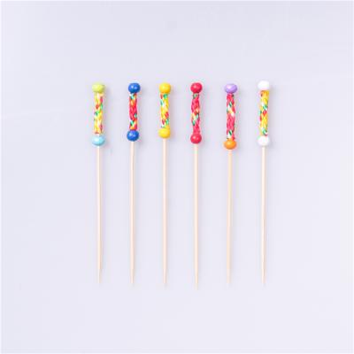 China Customized Easily Cleaned Bamboo Stick Christmas Decoration Kids Birthday Party Food Picks Cocktail Sticks for sale