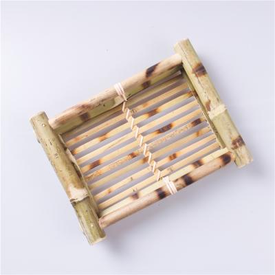 China Universal Japanese Style Home Decor Customized Size Natural Tea Serving Set Raw Bamboo Tray With Handle for sale