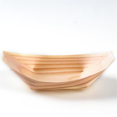 China Best Price Sustainable Japanese Style Disposable Wooden Sushi Boat Serving Plate for sale