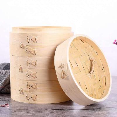 China 15-30.5 Cm Sustainable Chinese Handmade Bamboo Kitchen Steamer Basket Double Players for sale