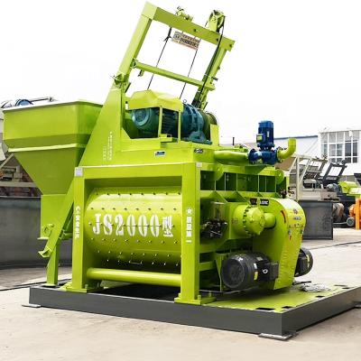 China Building Material Stores Self Loading Forced Stationary Type Electric Twin Shaft JS Large Capacity Concrete Mixer In Vietnam for sale