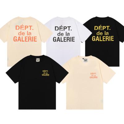 China Retro Anti-wrinkle Gallery Department Gradient Color Letter Print Trend High Street Washed Loose Casual Short Sleeved T-shirt GD for sale