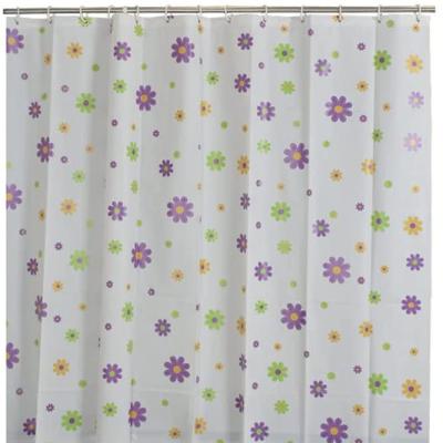 China QJMAX Dormitory Flower PEVA Purple Waterproof Shower Curtain Modern High Quality Waterproof White Background Shower Curtain for sale