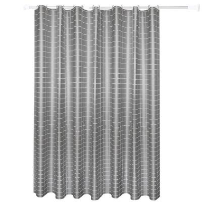 China QJMAX Gray Bottom Lattice PEVA Modern High Quality Dormitory Toilet Partition Kids Waterproof Shower Curtain for sale