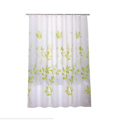 China QJMAX Modern High Quality Nordic Printing Maple Leaf Green Butterfly Leaf Thickened Waterproof Shower Curtain for sale