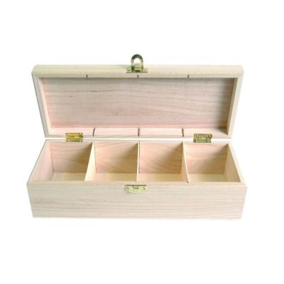 China Custom Wholesale Recyclable Wooden Box Compartments Wooden Tea Organizer Box for sale