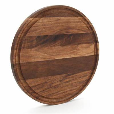 China Large Sustainable Wooden Chopper With Juice Groove End-Grain Hardwood Round Cutting Board for sale