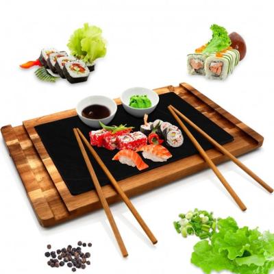 China Japan Style Sushi Dish Serving Tray Wooden Cheese Board Stocked Slate Board for sale