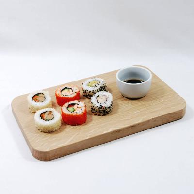 China Stocked Sushi Wooden Board With Sushi Sauce Bowl Wooden Cheese Board For Restaurant for sale