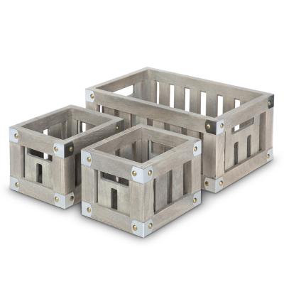 China None Selling Wooden Crate Set Combined Home Wholesale Storage Boxes With Handle for sale