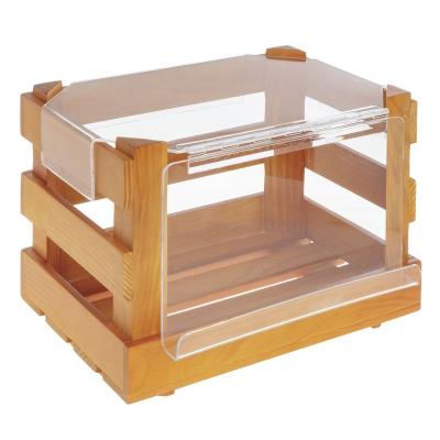 China None Solid Wooden Crate With Acrylic Lid Vegetable Fruit Storage Basket for sale