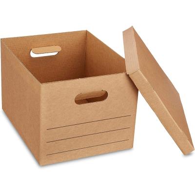 China Recycled Materials Wholesale Brown Cardboard Duty Storage / Filing Boxes With Take Off Lid Box Corrugated Paper Cardboard for sale