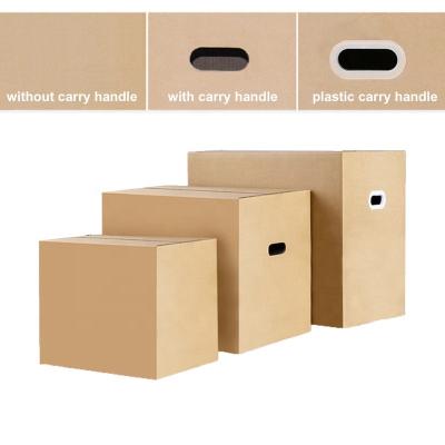 China Recycled Materials Corrugated Cardboard Foldable Packaging Paper Boxes Manufacture Moving Cardboard With Easy Carry Handles for sale