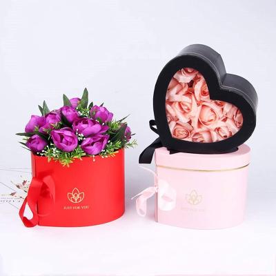 China Recyclable Double-Layer Heart-shaped Valentine's Day Flower Packing Box Rotating Gift Packaging Box for sale