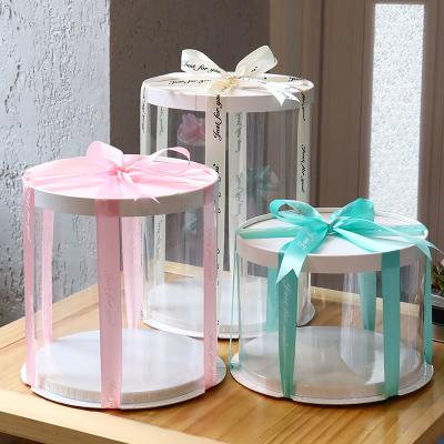 China Transparent Recyclable Custom Wedding Anniversary Gift Round Tall Customizable Packaging Plastic Cake Box for sale