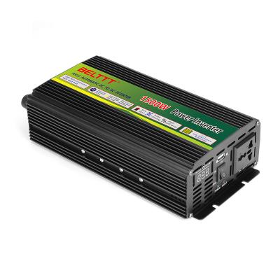 China Original BELTTT 12V 24V High Efficiency Sine Wave Modified Converter To 110V 220V 1500W DC Low AC Inverter Price 330*150*71mm for sale