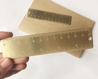 China Japan Customized Products Mini Pure Brass Tool Scale Retro Benchmark Ruler Portable Free Sample for sale