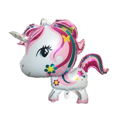 China Giant Cartoon Unicorn Balloon Aluminum Foil Balloons Animal 70cm*105cm Changeable Shape for sale