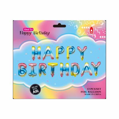 China Hot Selling Retail 16inch Happy Birthday Letter Decoration Foil Balloon Letter Ornaments Set for sale