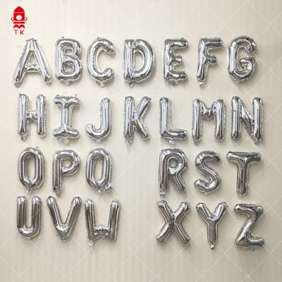 China Gift toy 16 inch thin body letter A-Z Foil Balloon Silver color balloon party decoration 32 inch for sale