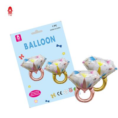 China Gift Toy Diamond Finger Foil Ring Shape Balloons With Card For Valentine's Day /wedding Party for sale