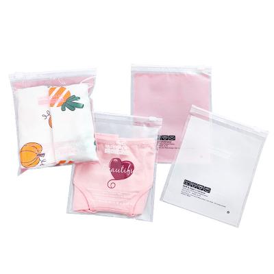 China Recyclable Custom Logo Printed Clear PVC Cosmetic Frosted Plastic Bag With Zipper Packaging Pouches Zipper For Clothing for sale