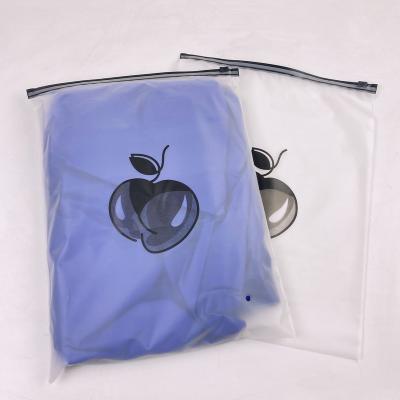 China Recyclable Wholesale Custom Plastic Poly Zipper Lock Frosted Logo Packaging Zipper Garment Packaging Bag For Clothes for sale