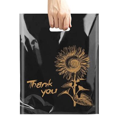 China Customized Recyclable Plastic Packaging Tote Bag Die Cut Handle Retail Plastic Shopping Bags With Logos for sale